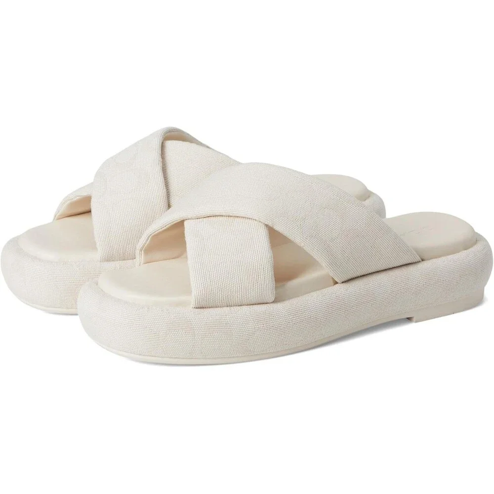 Coach Women's‎ Penelope Signature C Platform Sandals Chalk NIB $195